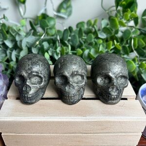 ONE Pyrite Skull Carving